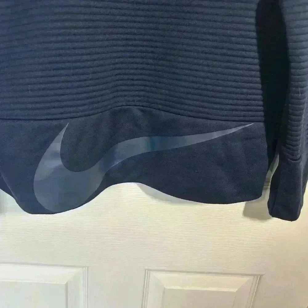 Nike navy blue ribbed hoodie sweatshirt dri-fit. Size Small, drawstring. - Picture 6 of 9
